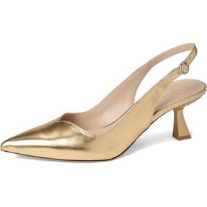 Pelle Moda Womens Janah Slingback Pumps US 5 M EU 35.5 Gold Leather GUC